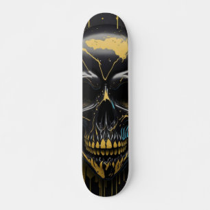Skateboard Crâne noir et or - conception de crânes numériques