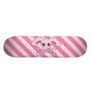 Skateboard Crâne rose de lapin de Kawaii