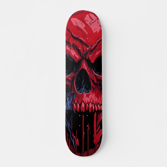 Skateboard Crâne rouge et noir - Crâne numérique #2 (Devant)