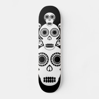 Skateboard Crânes blancs Noirs