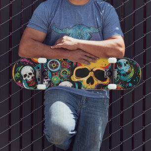 Skateboard Crânes colorés Patinage