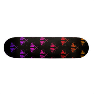 Skateboard Crânes de licorne d'arc-en-ciel
