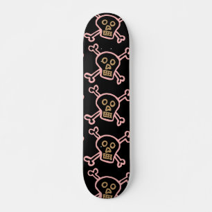 SKATEBOARD CRÂNES ET OSSEMENTS ROSES FILLE PLANCHES À ROULETT
