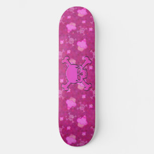 Skateboard Crânes et planche à roulettes roses mignons de