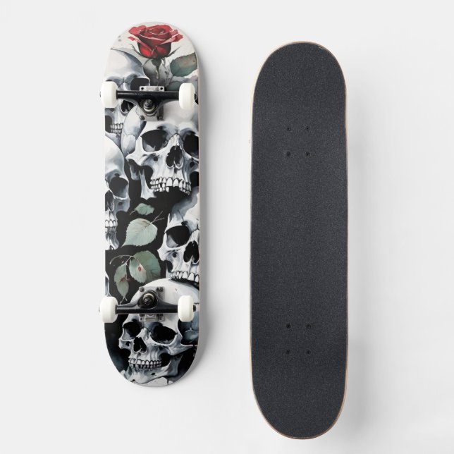 Skateboard Crânes et Roses (Recto)