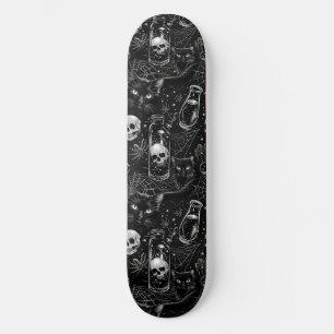 Skateboard Crânes gothiques Chats noirs et araignées Skateboa