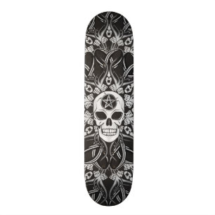 Skateboard Crânes gothiques - noir