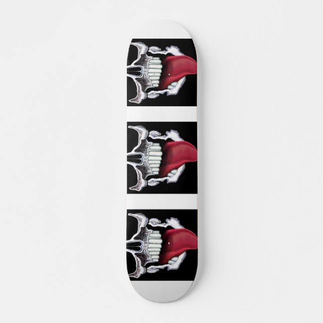 Skateboard Crânes noirs blancs Grunge Langue rouge (Devant)