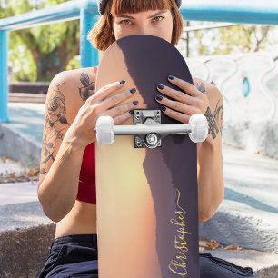 Skateboard Créer une photo personnalisée Monogramme Or Nom d'