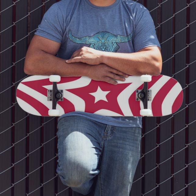 Skateboard Créez votre propre étoile rouge et blanche (Extérieur 3)