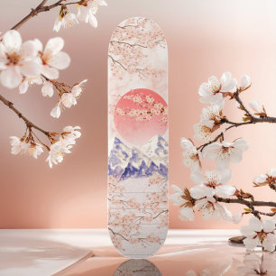 Skateboard Crème beige Fleur cerise blanche Jeune fille adult