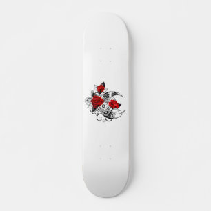 Skateboard Croissant mécanique avec roses rouges