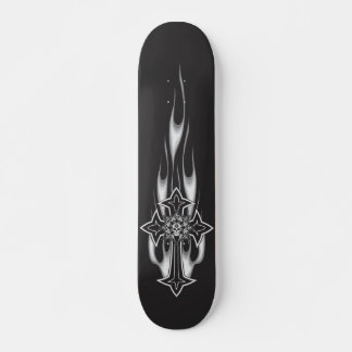 Skateboard Croix du crâne gothique flamboyant