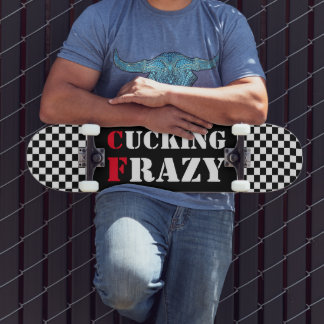 Skateboard Cucking Frazy blanc et noir damier