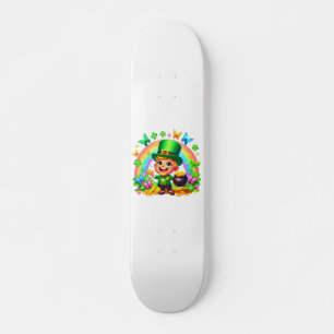 Skateboard Cute arc-en-ciel Leprechaun avec or