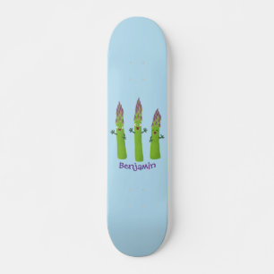 Skateboard Cute asparagus singing vegetable trio cartoon