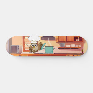 Skateboard Cute Chef Owl Cuisine en cuisine