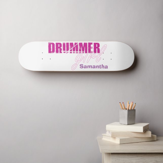 Skateboard Cute Fille Batteur Prénom Grunge Violet Texte (Art mural (Horz))