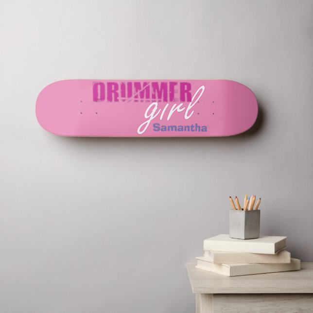 Skateboard Cute Fille Batteur Prénom Grunge Violet Texte (Art mural (Horz))