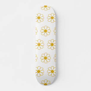 Skateboard Cute Floral Daisy Motif moutarde or et blanc S