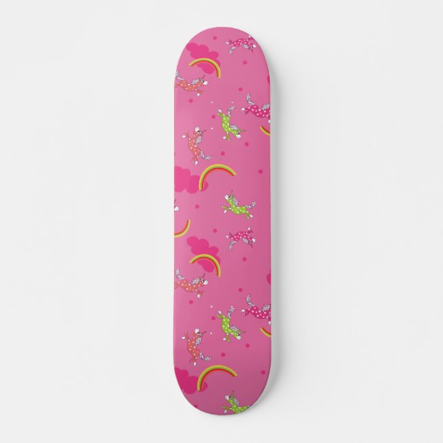 Skateboard Cute Fun Unicorns arc-en-ciel rose motif (Devant)