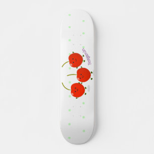 Skateboard Cute jumping red cherries cartoon illustration