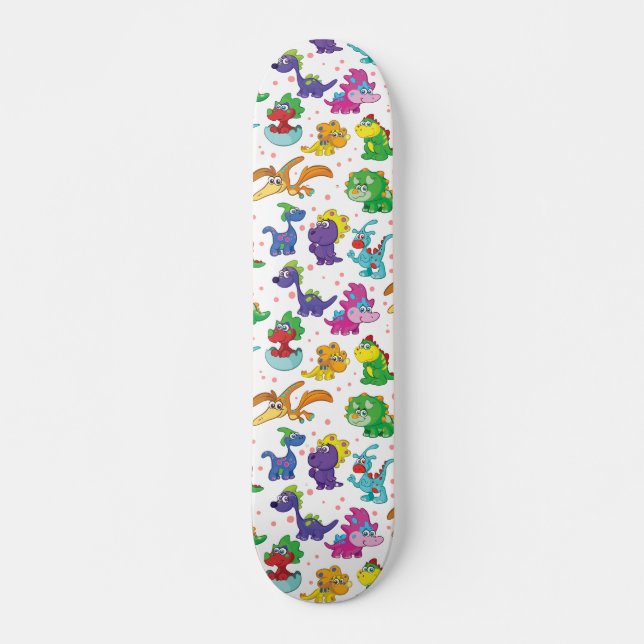 Skateboard Cute Kawaii Dinosaures (Devant)