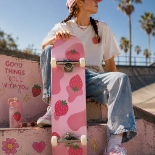 Skateboard Cute Kawaii Motif de la vache fraise