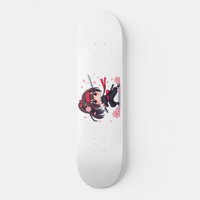 Skateboard Cute ninja guerrière fille en fleur (Recto)