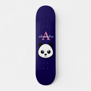 Skateboard Cute Panda Ours Personnalisé Monogramme violet Arr