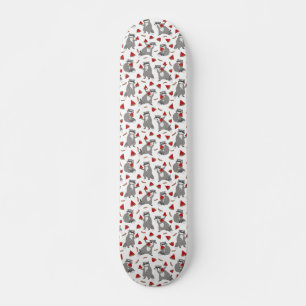 Skateboard Cute raccoon with watermelon