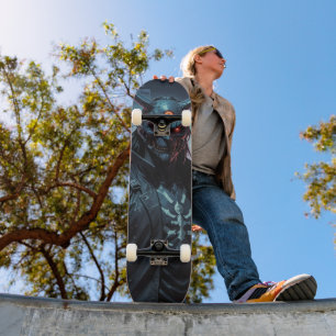Skateboard Cyberpunk Demon Samurai
