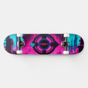 Skateboard Cyberpunk Néon Obéir Streetwear Ville de Science-F