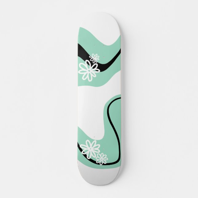 Skateboard Daisy Groove en vert, noir et blanc (Devant)