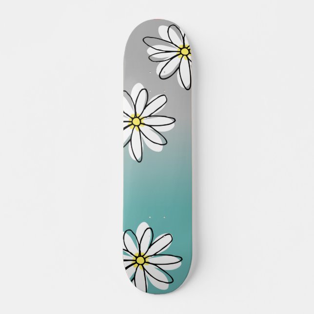 Skateboard Daisy Mochildren Turquoise gris Ombre Doodle (Devant)