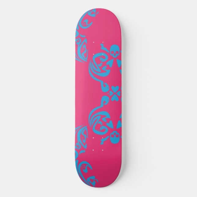 Skateboard Damask Magenta-Aqua (Recto)