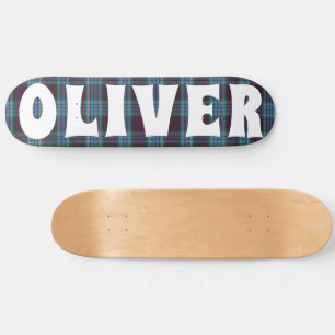 Skateboard damier bleu écossais