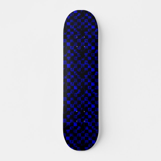 Skateboard Damier de marbre bleu (Devant)