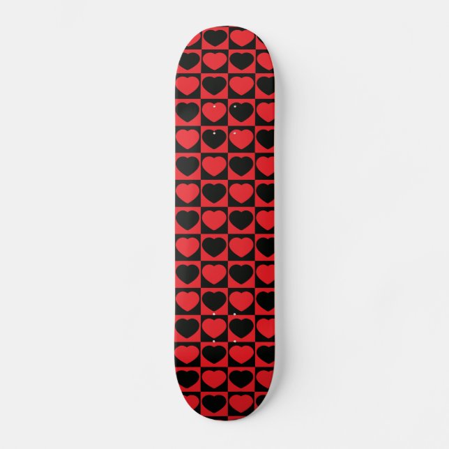 skateboard de coeurs noir et rouge (Recto)