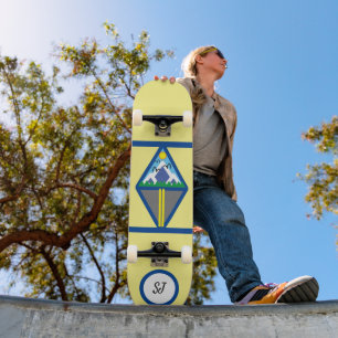 Skateboard de la scène géométrique de montagne per