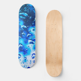 Skateboard Deck, Blue Raindrops Design