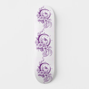 Skateboard Deck de style tatouage tendance fleur croissant de