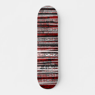 Skateboard Découpe technique - Noir et blanc sur rouge