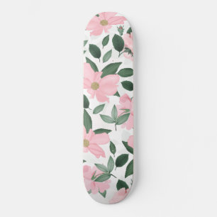 Skateboard Delicate Pink Roses Floral Painting