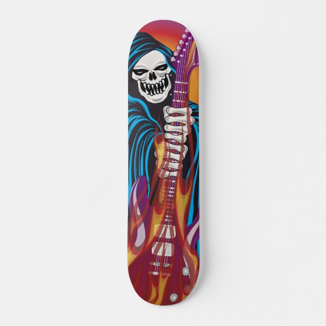 Skateboard Démon avec guitare flamboyante (Devant)
