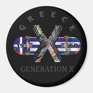 Skateboard der Generation X Griechenland der 60er Magnet