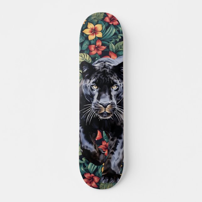 Skateboard des coolen tropischen Blumenpanters (Vorne)