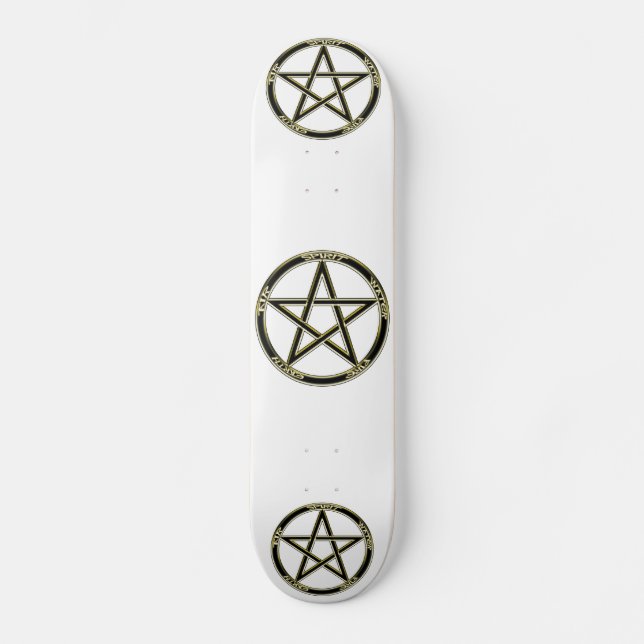 Skateboard des Erd-, Luftu. Feuerpentagram-2 (Vorderseite)