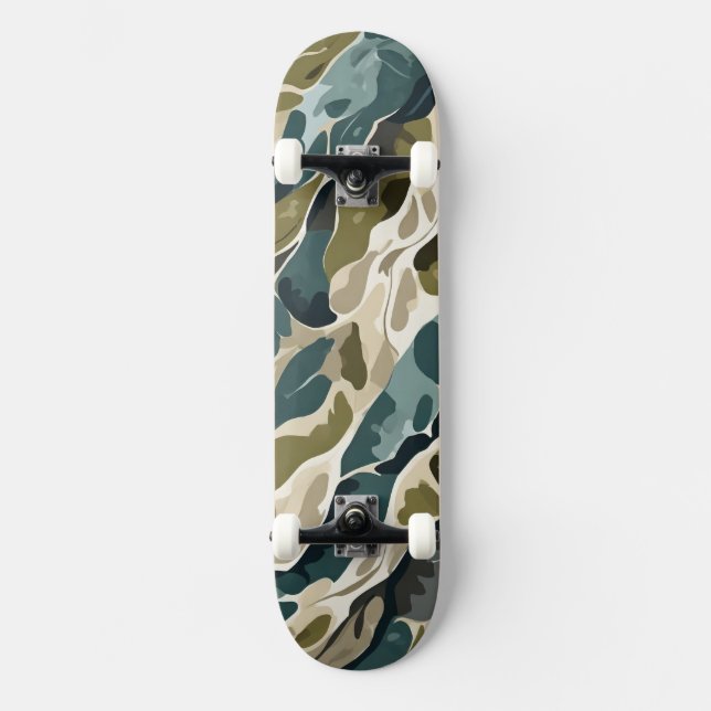 Skateboard Design Camouflage en vert et beige (Recto)
