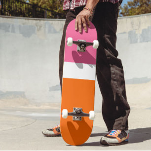 Skateboard Design de bloc de couleur rose blanc orange clair